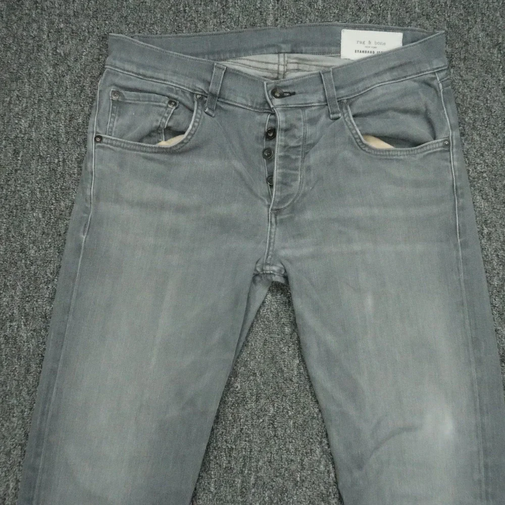 rag &‎ bone Jeans Men 33x35 Silver Gray Fit 1 Skinny 5 Pocket Button